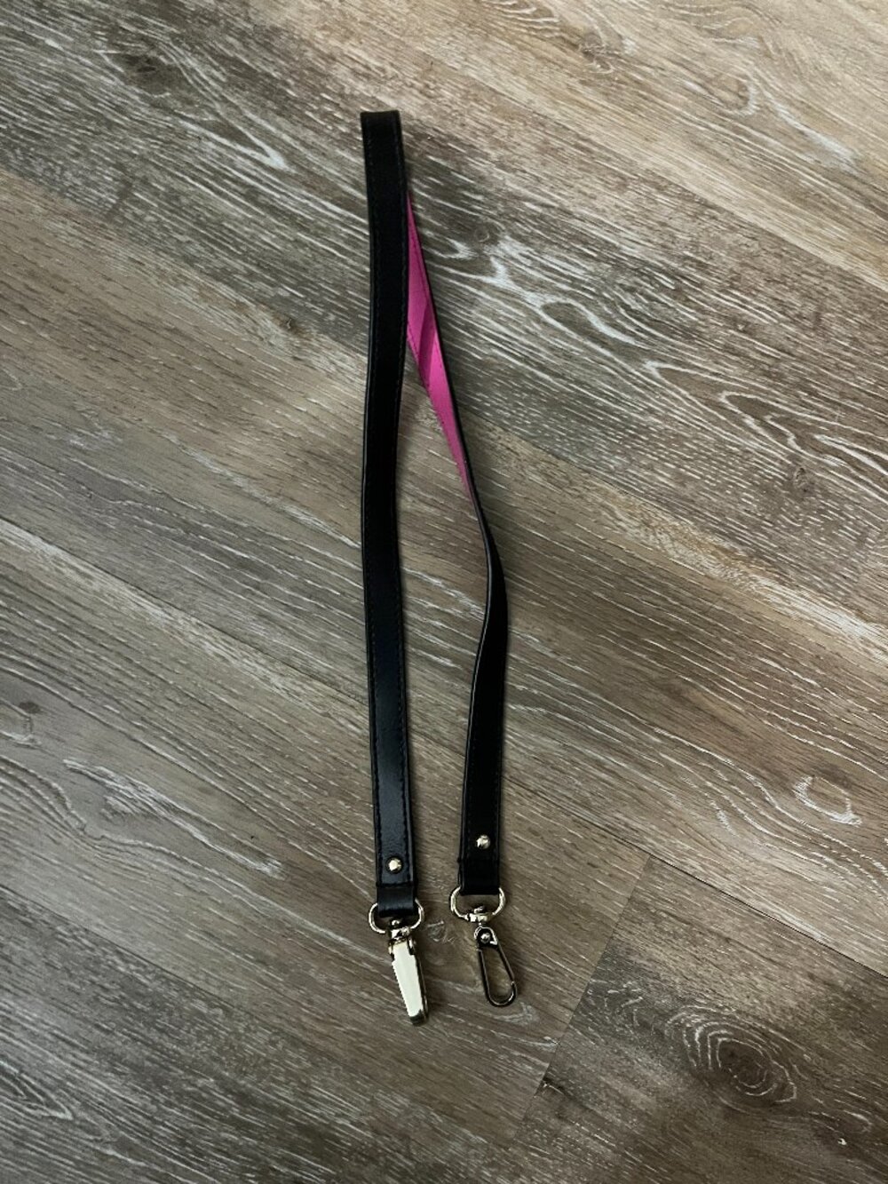 Black Pink Reversible Leather Replacement Crossbody Purse Strap Gold Hardware